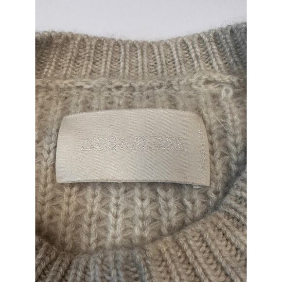 Zadig & Voltaire “Mark Deluxe C” Taupe 100% Cashmere Sweater Size S QuietLuxury - Picture 2 of 8